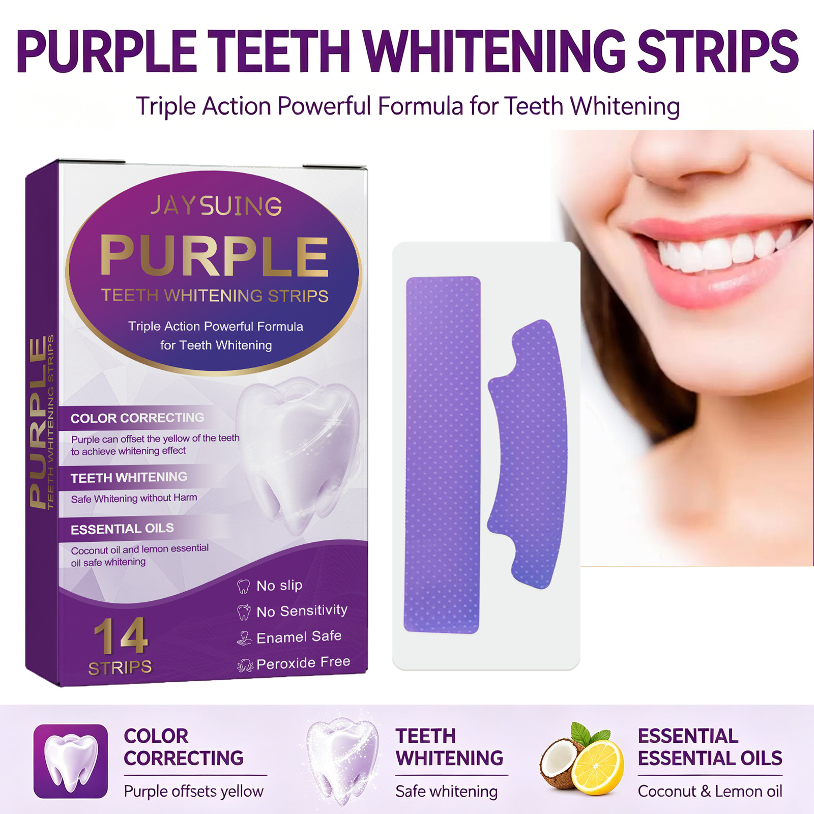 Bandes blanchissantes violette - Teeth Whitening At Home avis et prix